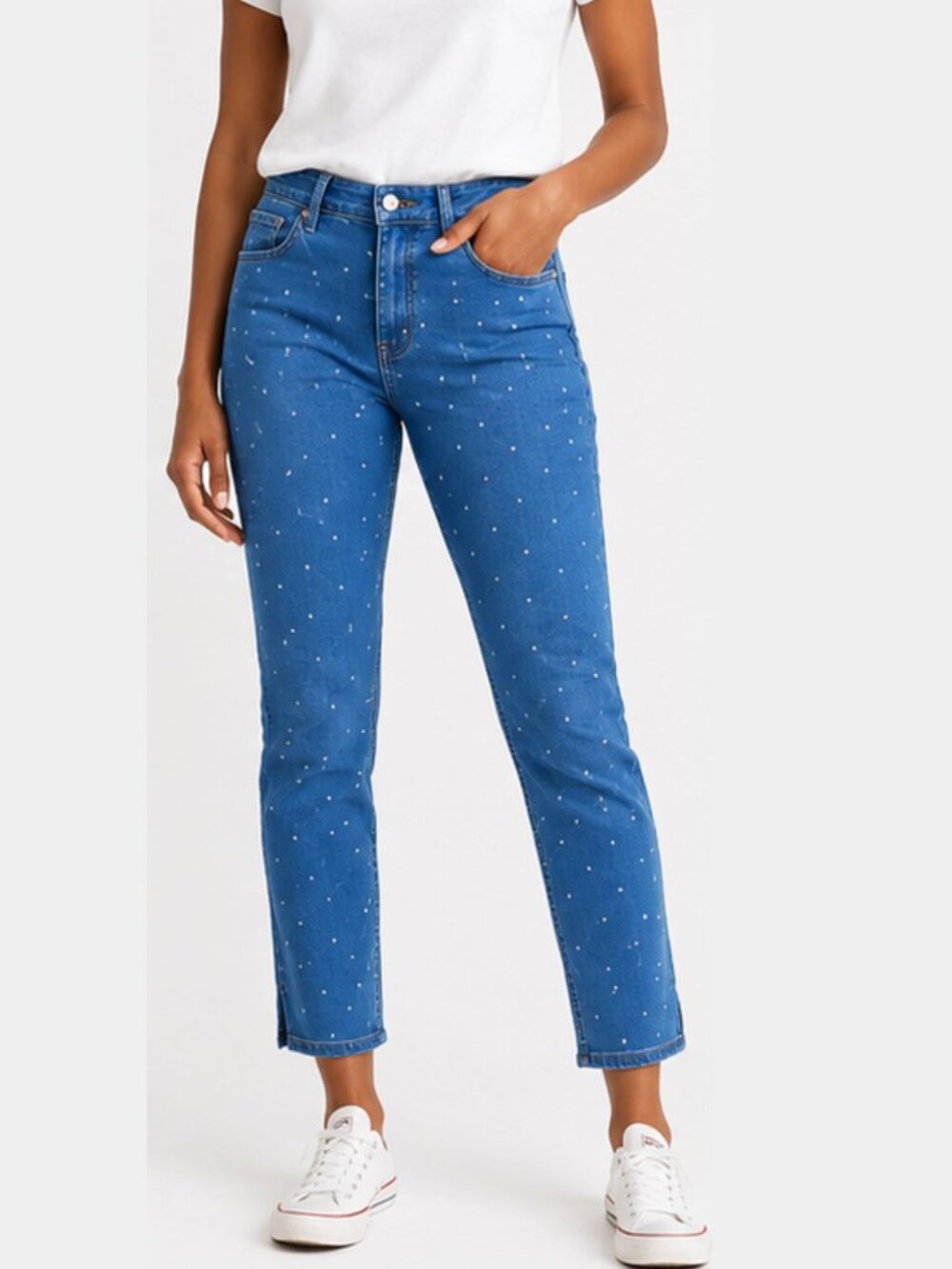 NYDJ Curves 360 Polka Dot Slim Straight Ankle Jeans – Size 10 – NWT